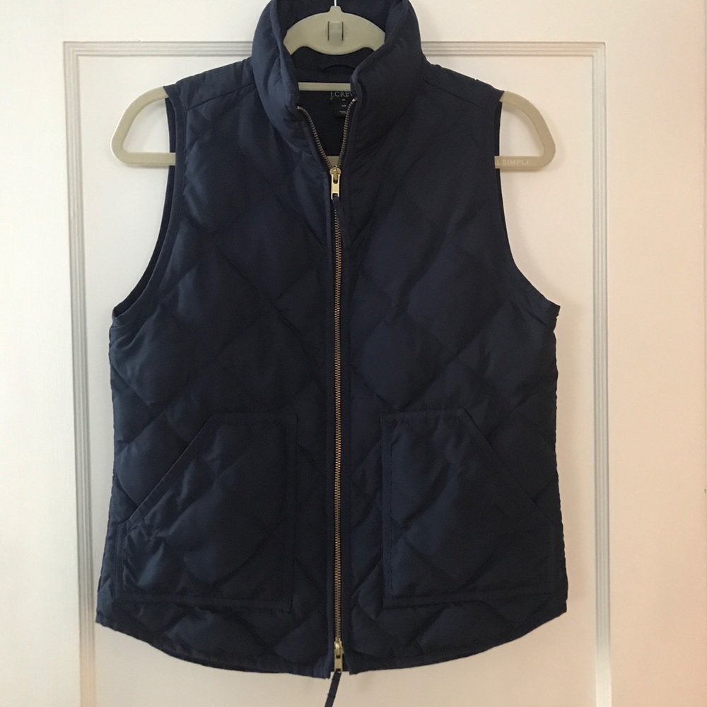 EUC JCrew Navy Double Zipper Quilted Vest